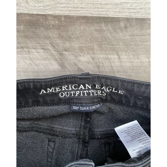 American Eagle Black High Rise Jeggings Jeans Size 00 Distressed Stretch M11 - Picture 4 of 7